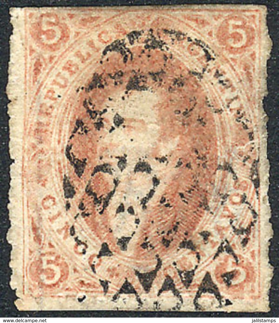 ARGENTINA: GJ.28Aa, 6th Printing Perforated, Orangish Dun-red Color, Worn Impression, With Vertical Line Watermark (left - Autres & Non Classés