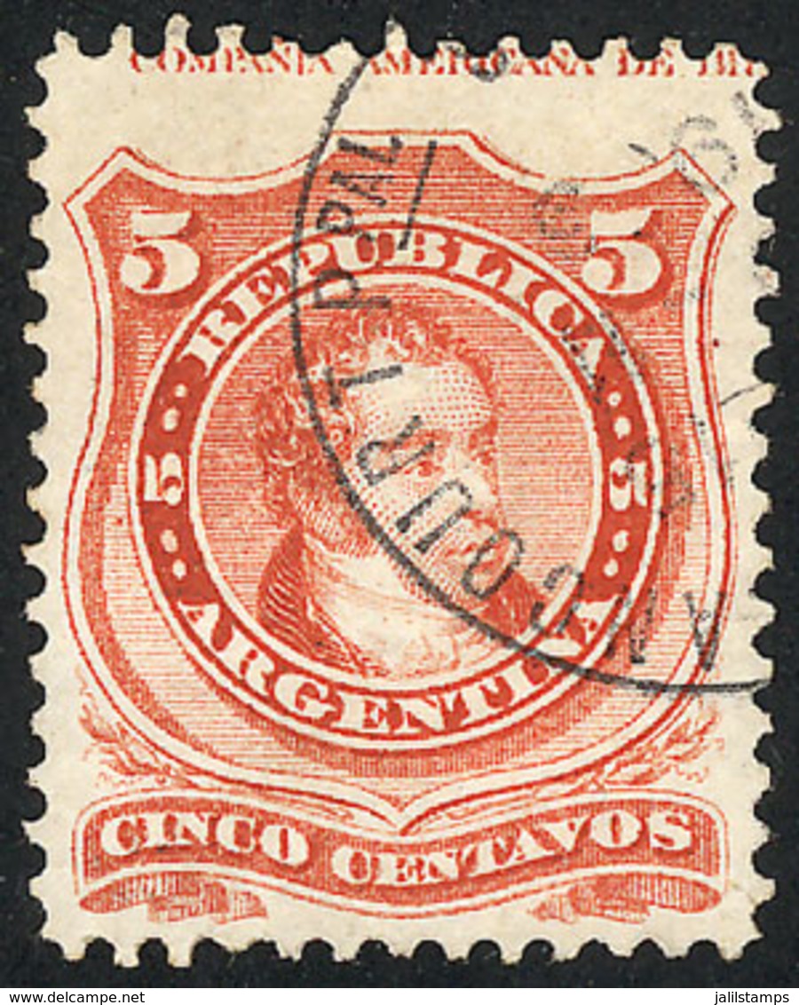 ARGENTINA: GJ.38, With Extremely Rare Circular Datestamp "..ANCOURT PPAL.", Probably Chilean, Excellent Quality, Only On - Autres & Non Classés