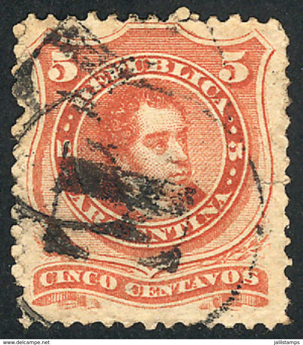 ARGENTINA: GJ.38, With The Very Rare "carteria" Cancel "E Inside Circle", Minor Defect, Very Good Appeal!" - Otros & Sin Clasificación