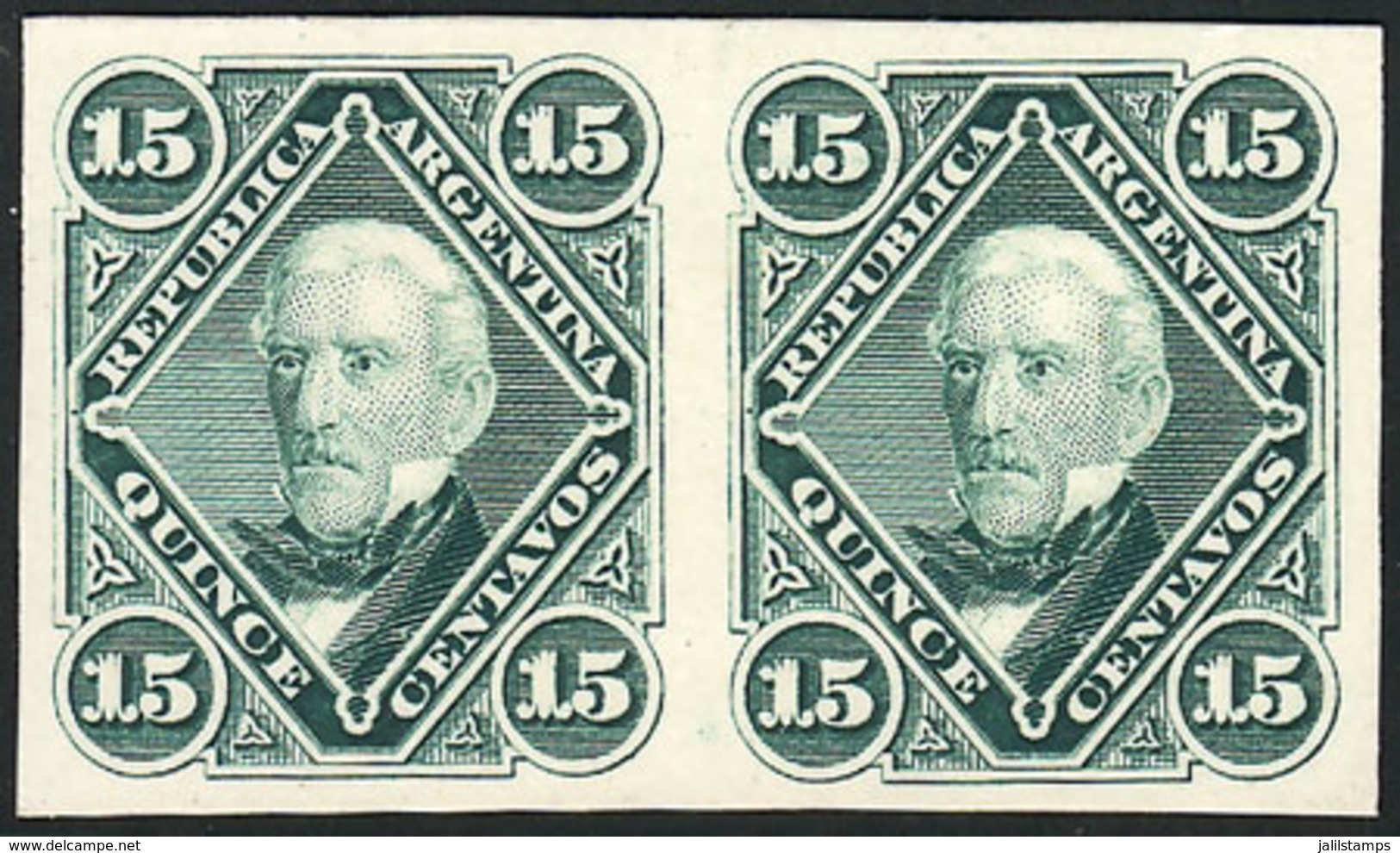 ARGENTINA: GJ.39, PROOF In Green, Pair Printed On Card, Excellet Quality, Extremely Rare! - Sonstige & Ohne Zuordnung