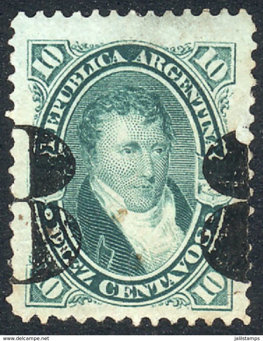 ARGENTINA: GJ.47, 1877 8 On 10c. With Very Shifted Surcharge: On The Vertical Perforations, VF! - Otros & Sin Clasificación