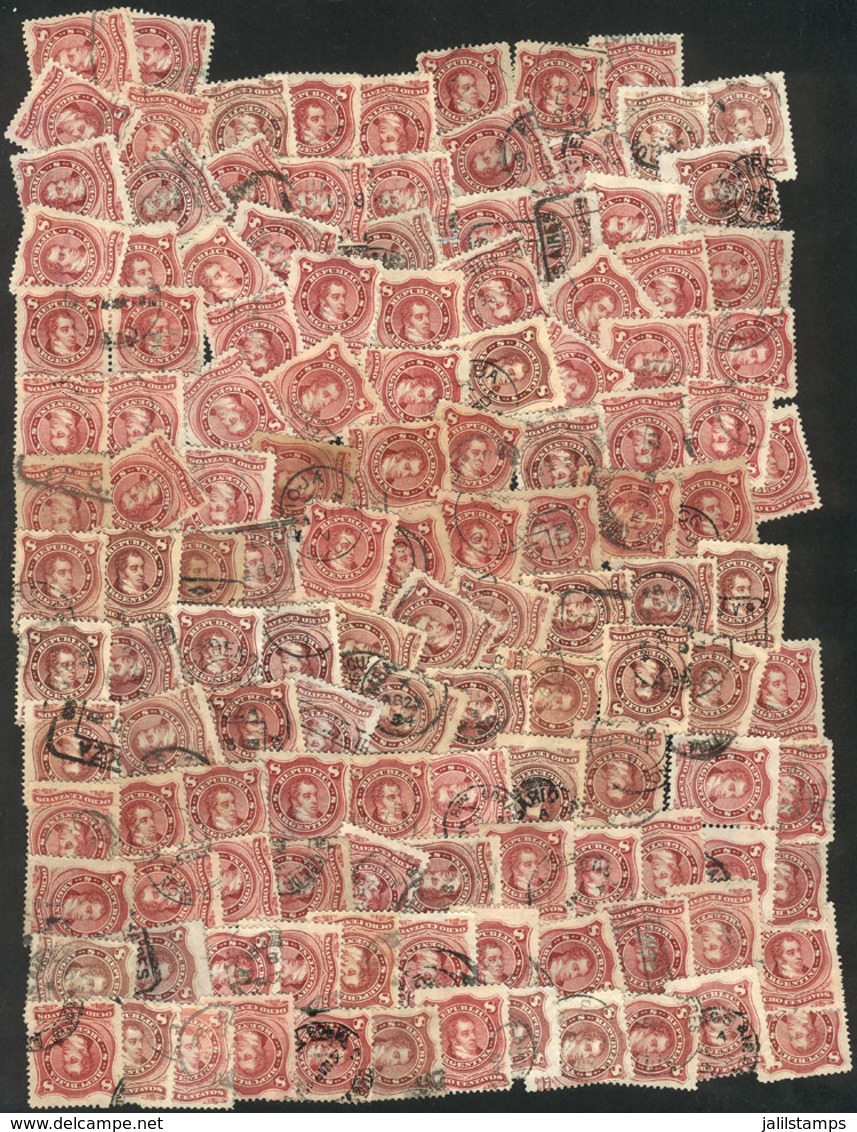 ARGENTINA: GJ.54 + 54A + 54B, 1877/87 8c. Rivadavia, More Than 125 Used Stamps, Most Of Very Fine To Excellent Quality,  - Other & Unclassified