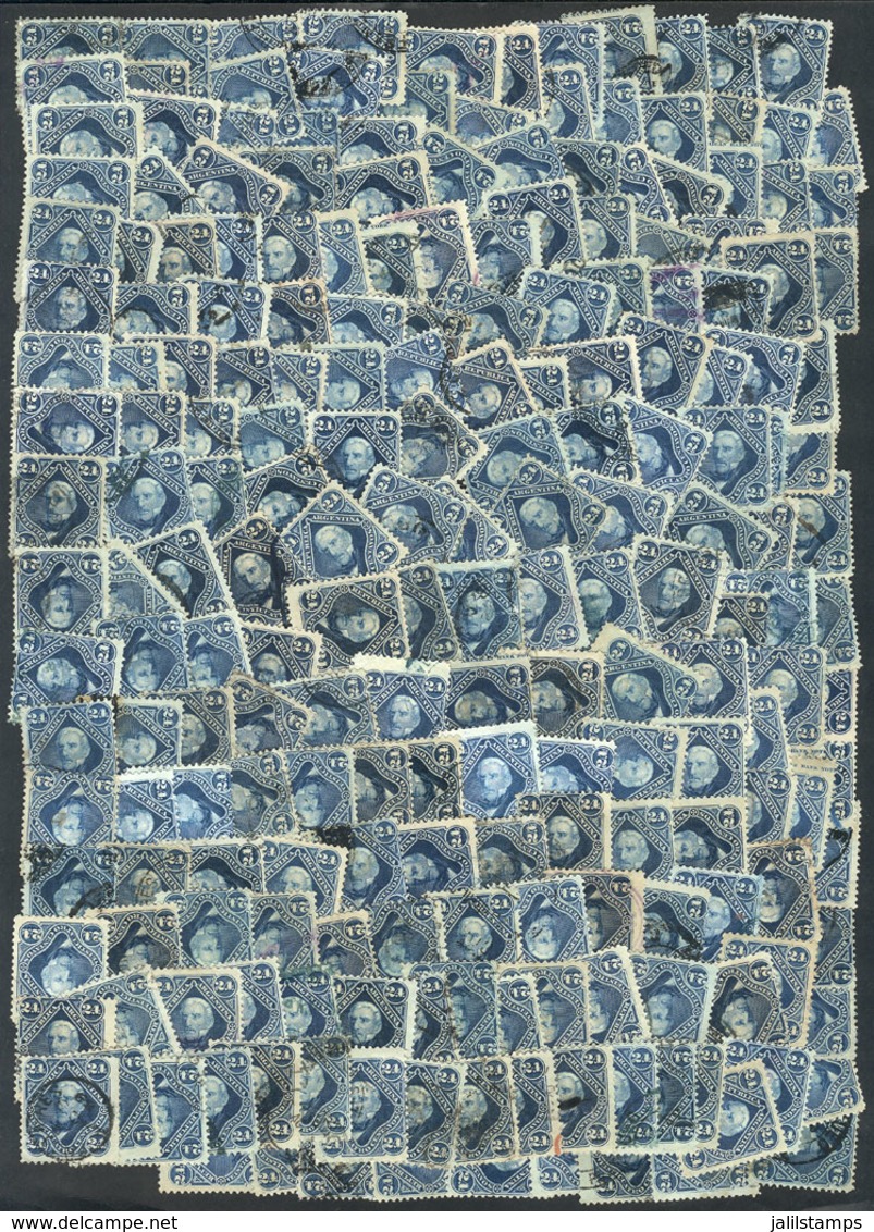ARGENTINA: GJ.55, 1877/87 24c. San Martín, More Than 200 Used Stamps, Most Of Very Fine To Excellent Quality, Catalog Va - Otros & Sin Clasificación
