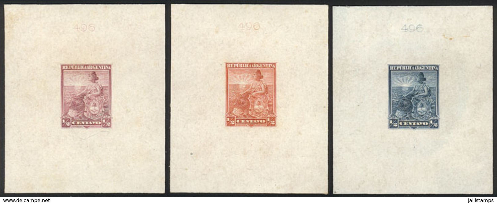 ARGENTINA: GJ.217, ½c. Liberty, Die Proofs (WITH Printing Number 496) Printed On Card With Glazed Front, In Dull Lilac,  - Andere & Zonder Classificatie