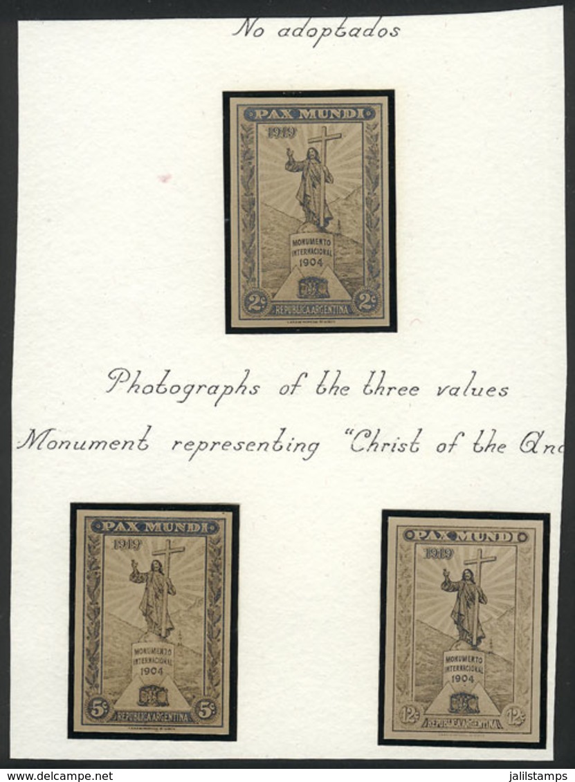 ARGENTINA: Year 1919, Issue For WORLD PEACE (monument To Christ The Redeemer Of The Andes), PHOTOGRAPHIC ESSAYS Of 2c.,  - Autres & Non Classés