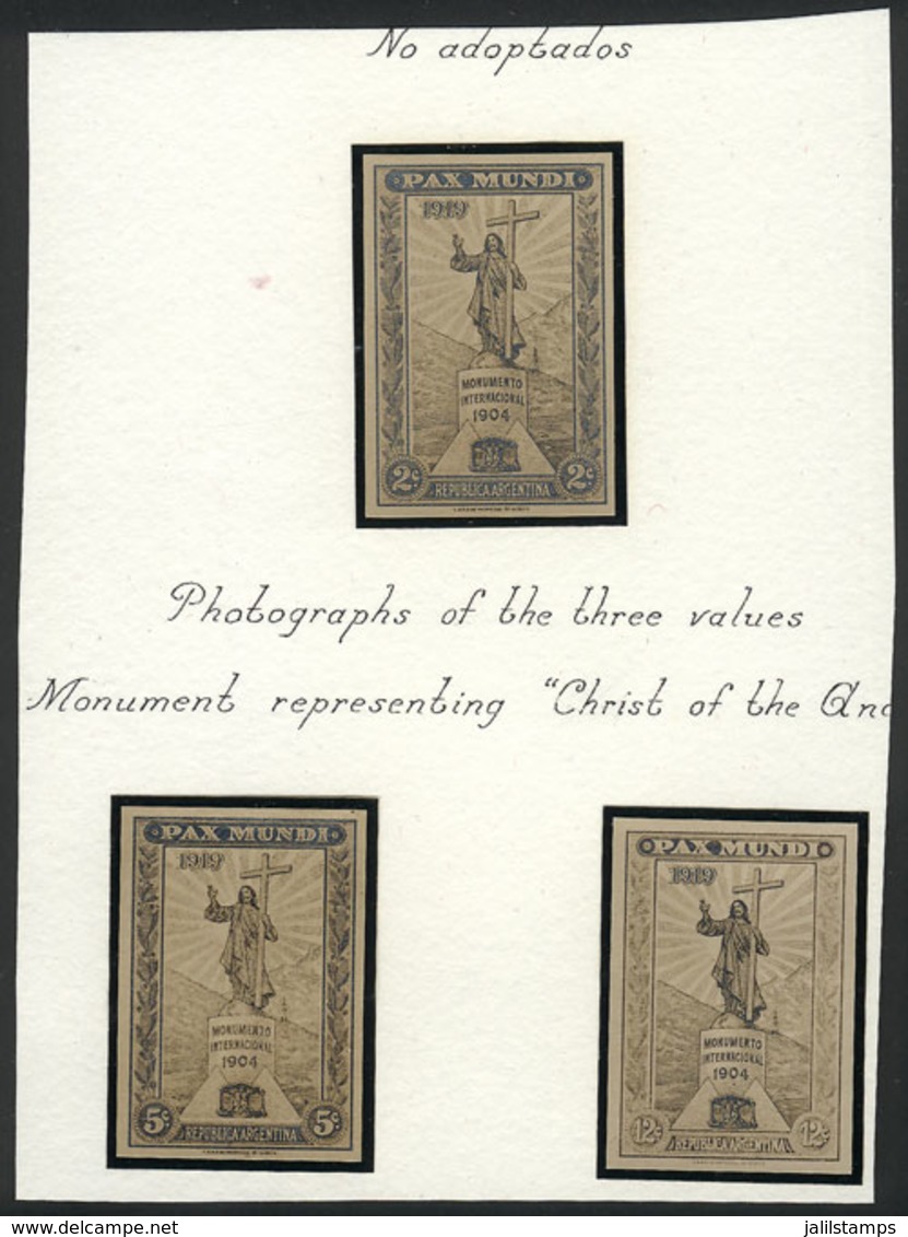 ARGENTINA: Year 1919, Issue For WORLD PEACE (monument To Christ The Redeemer Of The Andes), PHOTOGRAPHIC ESSAYS Of 2c.,  - Other & Unclassified