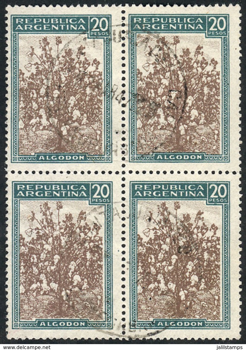 ARGENTINA: GJ.816, 20P. Cotton, Unwatermarked, Fantastic Used Block Of 4 Of Very Fine Quality, Very Rare! - Sonstige & Ohne Zuordnung
