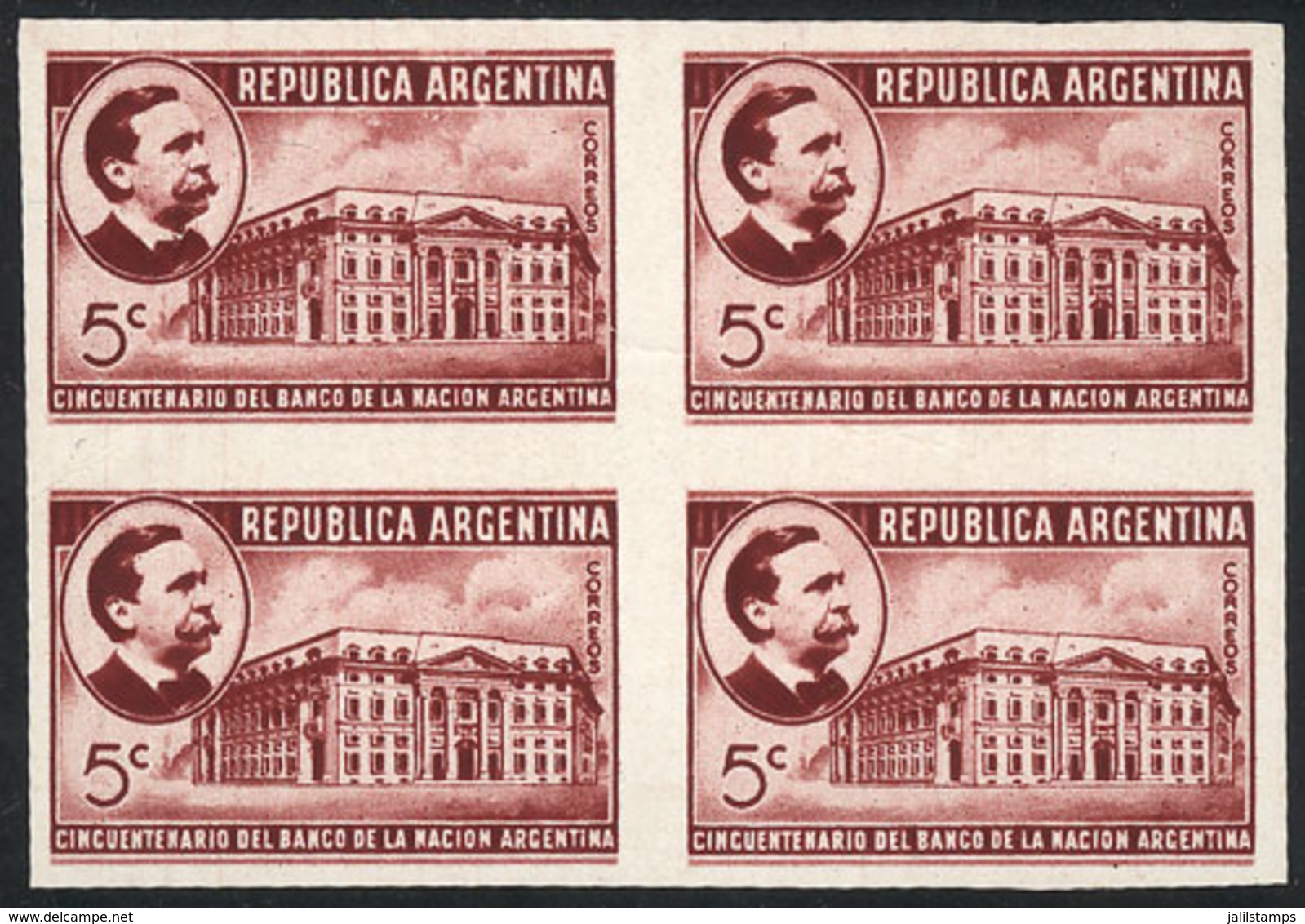 ARGENTINA: GJ.853, 1941 Banco De La Nación Argentina, PROOF In The Issued Color Printed On Thick Paper With Chalky Front - Autres & Non Classés