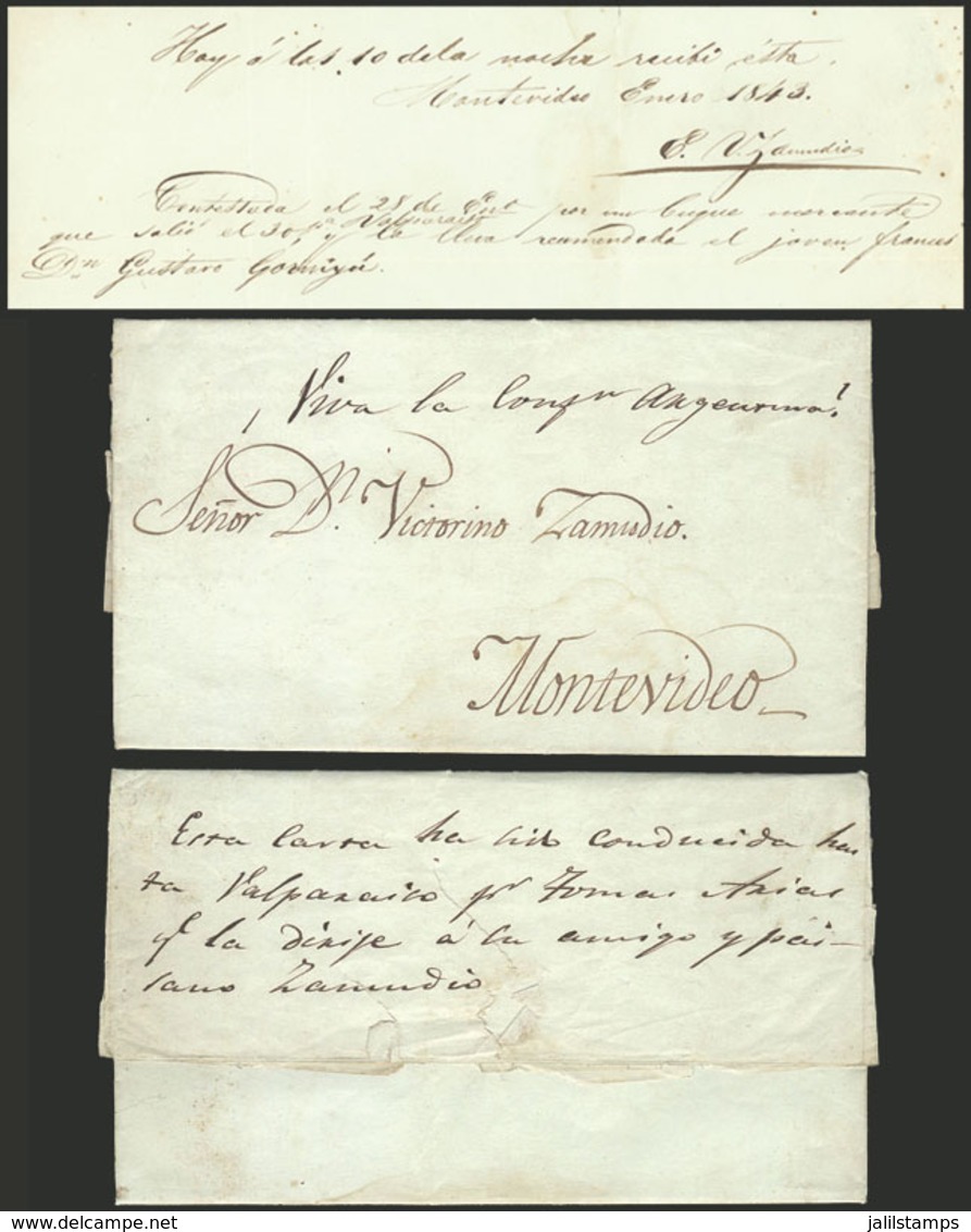 ARGENTINA: 12/OC/1842 Salta - Uruguay, RARE ROUTING For An Entire Letter With Interesting Text Of A Mother To Her Sun Af - Andere & Zonder Classificatie