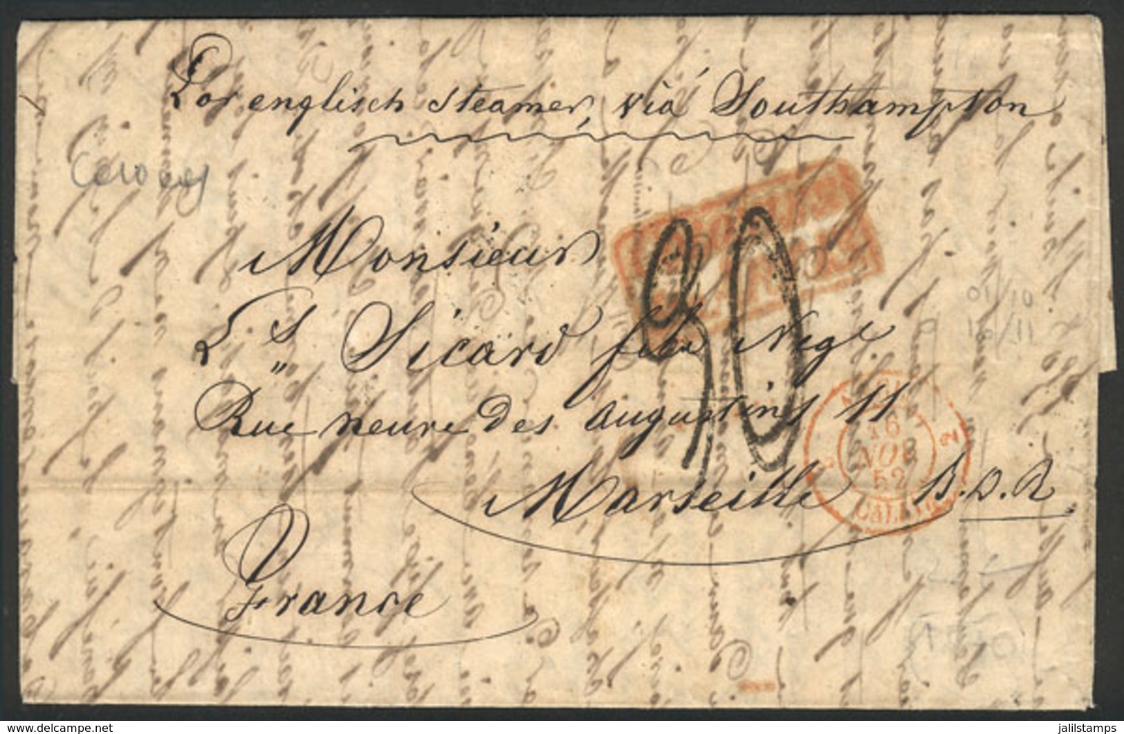 ARGENTINA: Long And Very Interesting Entire Letter Written In French, Dated BARRACAS 1/OC/1852 And Sent To France By Eng - Other & Unclassified