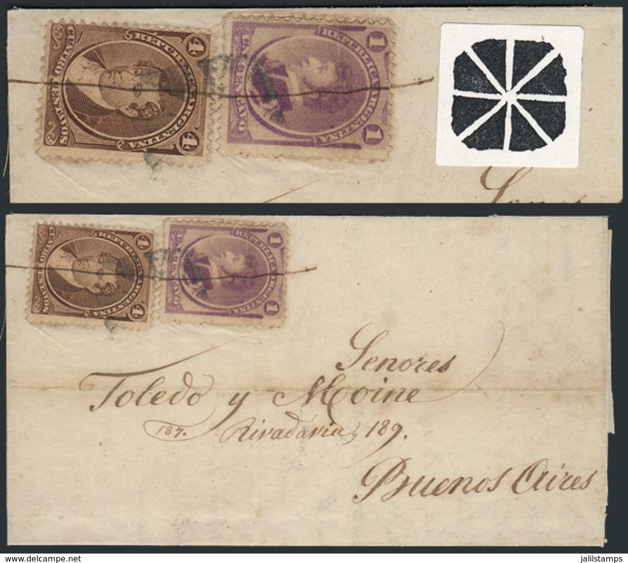 ARGENTINA: Entire Letter Dated SAN PEDRO 24/JUN/1873, Franked By GJ.35 + 36, Double Cancellation: Pen Cancel And Extrema - Other & Unclassified