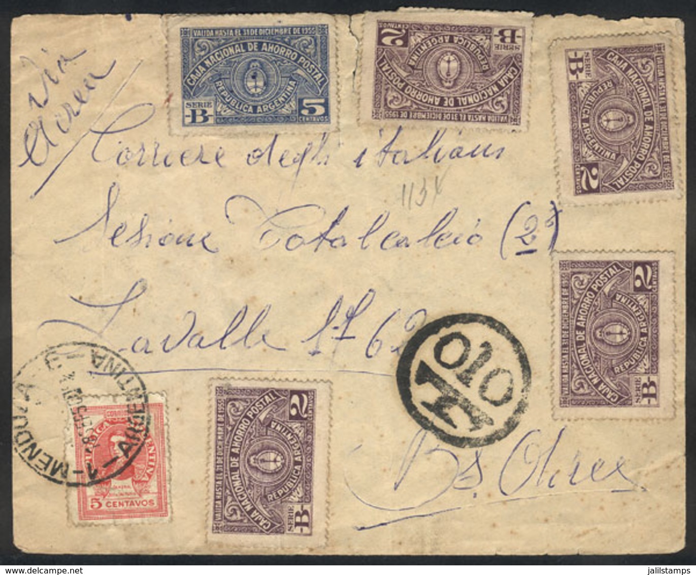 ARGENTINA: Cover Sent From Mendoza To Buenos Aires On 18/SE/1950, Franked With A Combination Of Postage Stamps And POSTA - Sonstige & Ohne Zuordnung