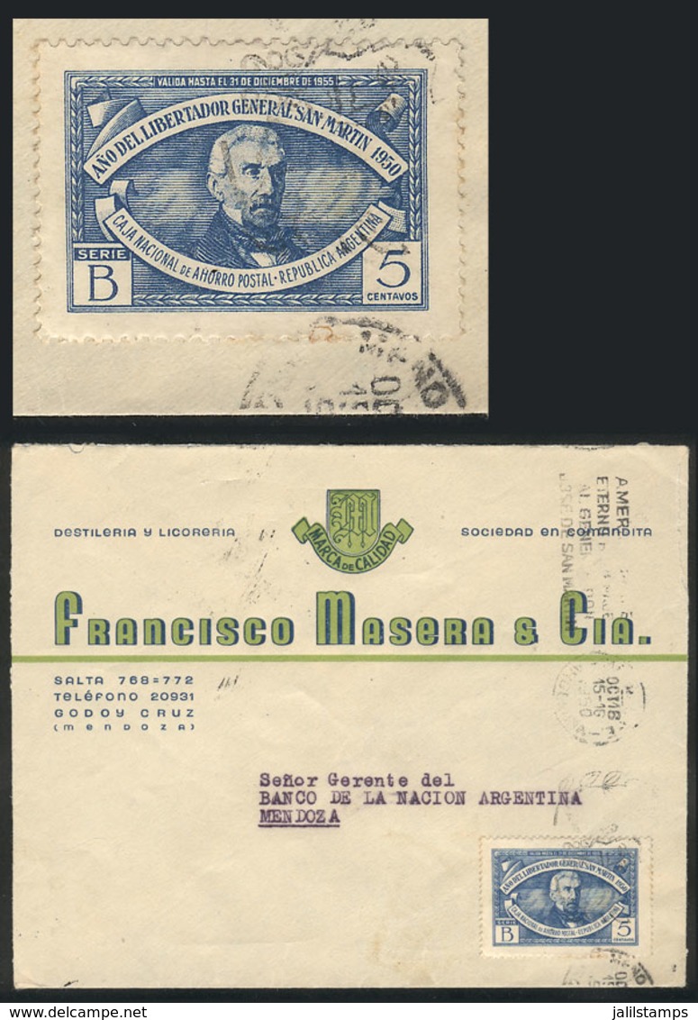 ARGENTINA: Cover With Commercial Corner Card Used In Mendoza On 16/OC/1950, Franked With POSTAL SAVINGS BANK Stamp Of 5c - Altri & Non Classificati