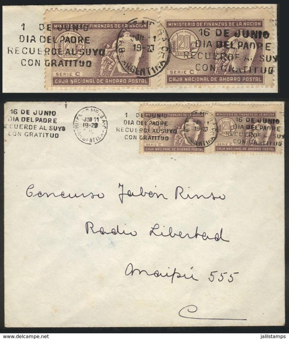 ARGENTINA: Cover Used In Buenos Aires, Franked With 2 POSTAL SAVINGS BANK Stamps Of 20c., Which Were Not Valid For Posta - Sonstige & Ohne Zuordnung