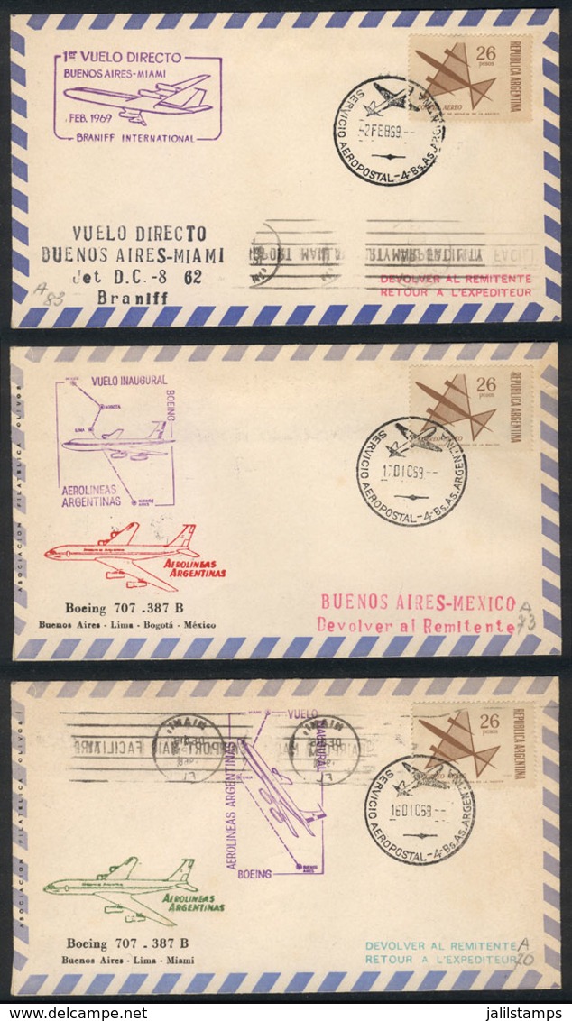 ARGENTINA: FIRST FLIGHTS Or Special Flights: 11 Covers Flown Between 1968 And 1969, Some Very Scarce, With Small Adheren - Sonstige & Ohne Zuordnung