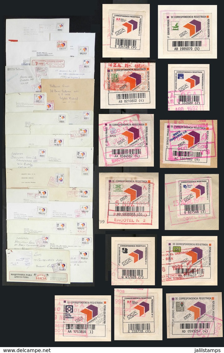 ARGENTINA: PRIVATE POSTS: 25 Covers Used In Early 1990s, All Franked With OCA Stamps With Logos Of Different Institution - Other & Unclassified