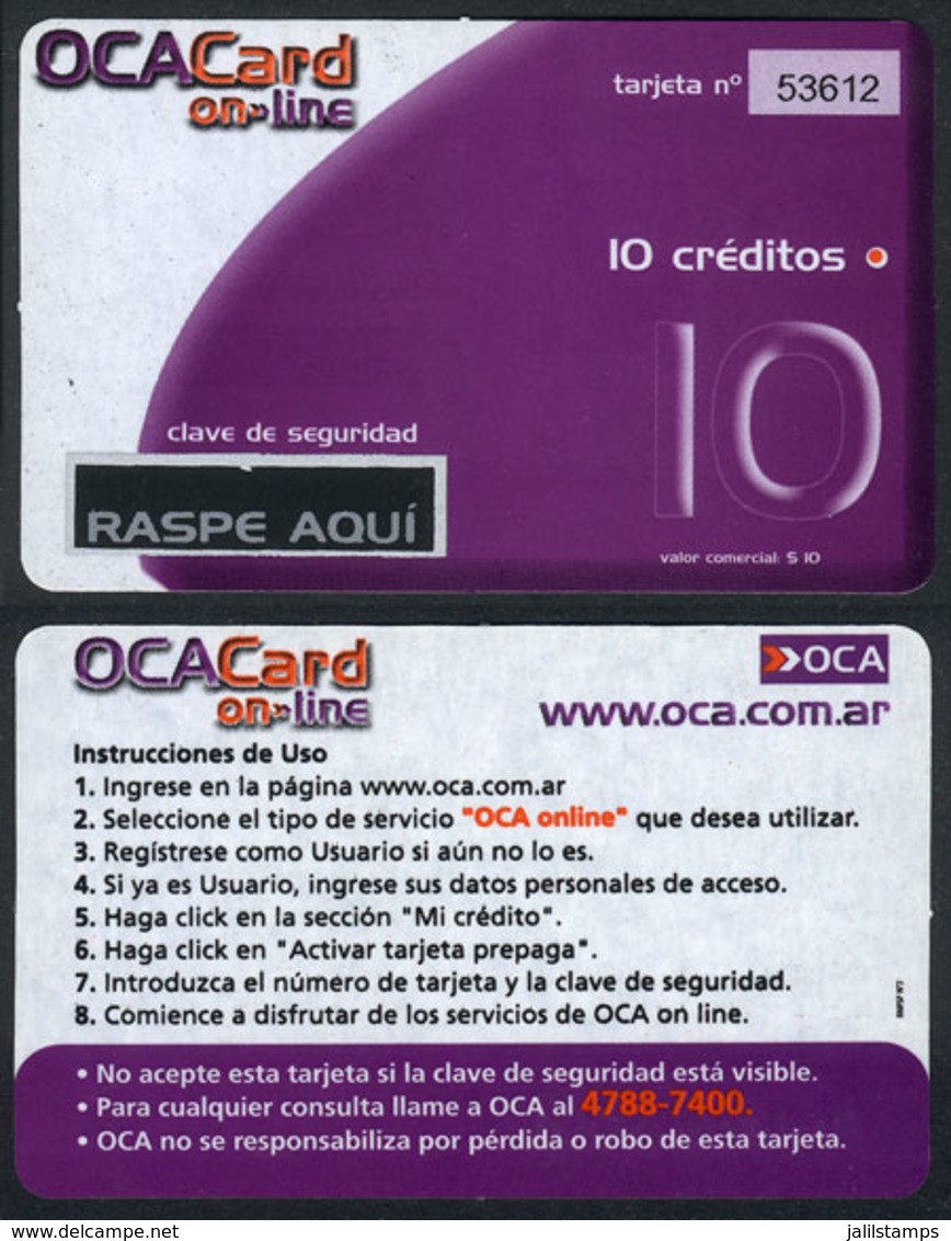 ARGENTINA: OCA: OCA Card Online, Unused Card Of 10 Credits, For Sending Email Letters, Excellent Quality, Very Rare! - Otros & Sin Clasificación