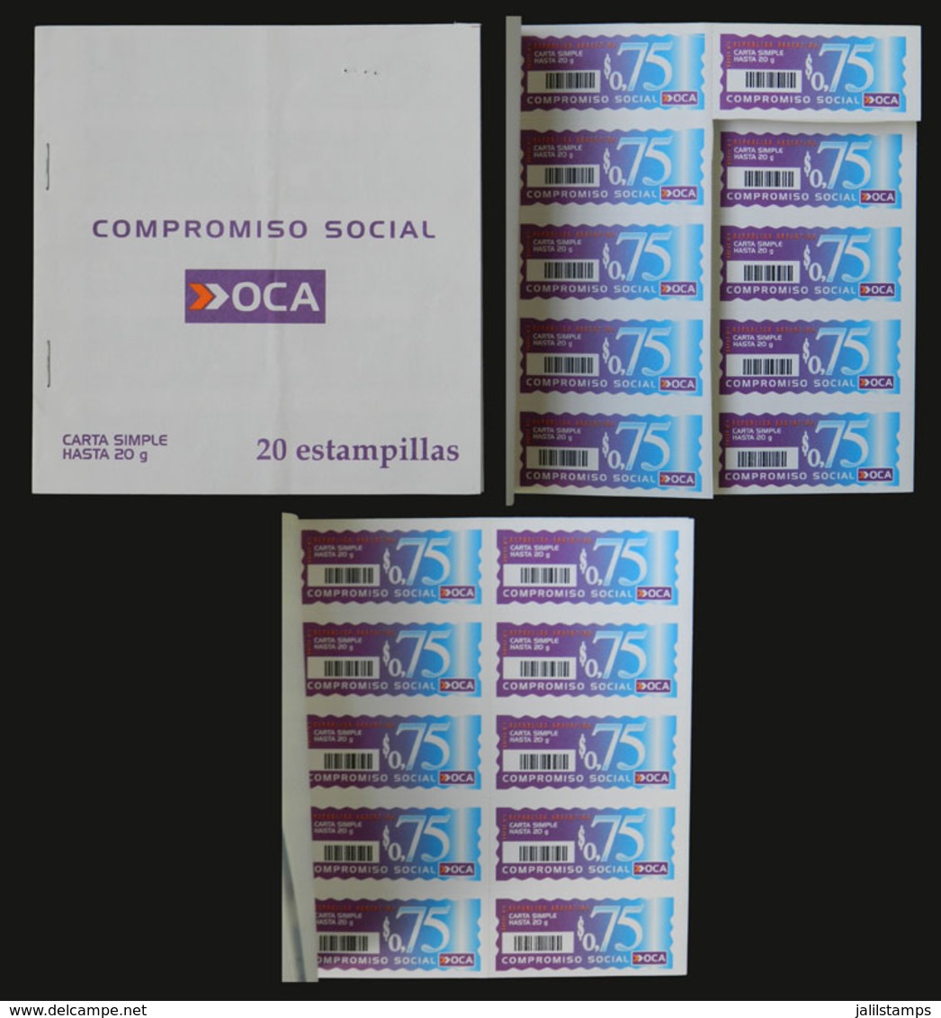 ARGENTINA: OCA: Booklet Of 20 Stamps Of 75c. "Compromiso Social", Incomplete (missing 4 Stamps In The First Pane), VF Qu - Otros & Sin Clasificación