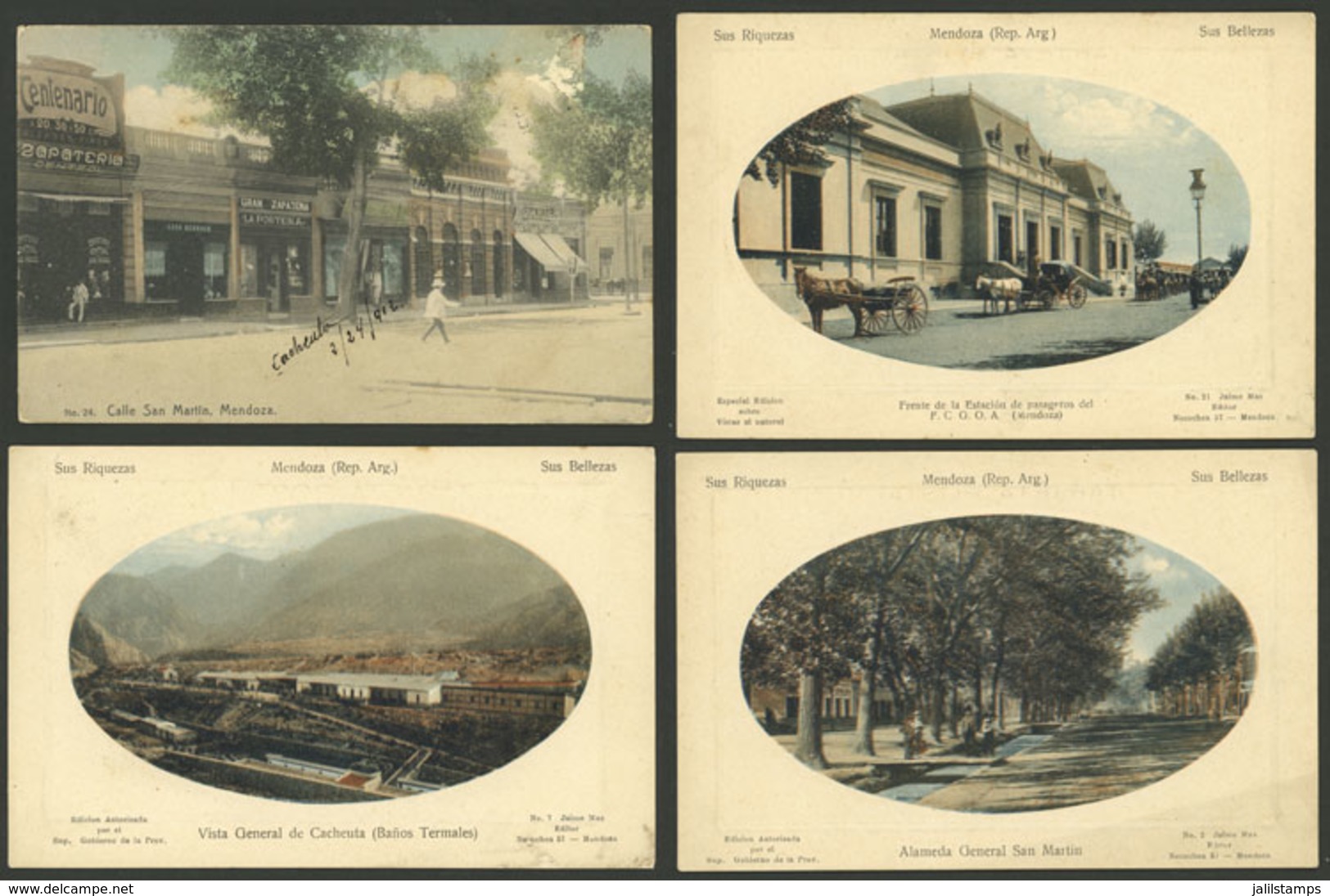 ARGENTINA: MENDOZA: 8 Old Postcards With Very Good Views, Excellent General Quality, Rare, Market Value US$25 To 100 Eac - Argentina