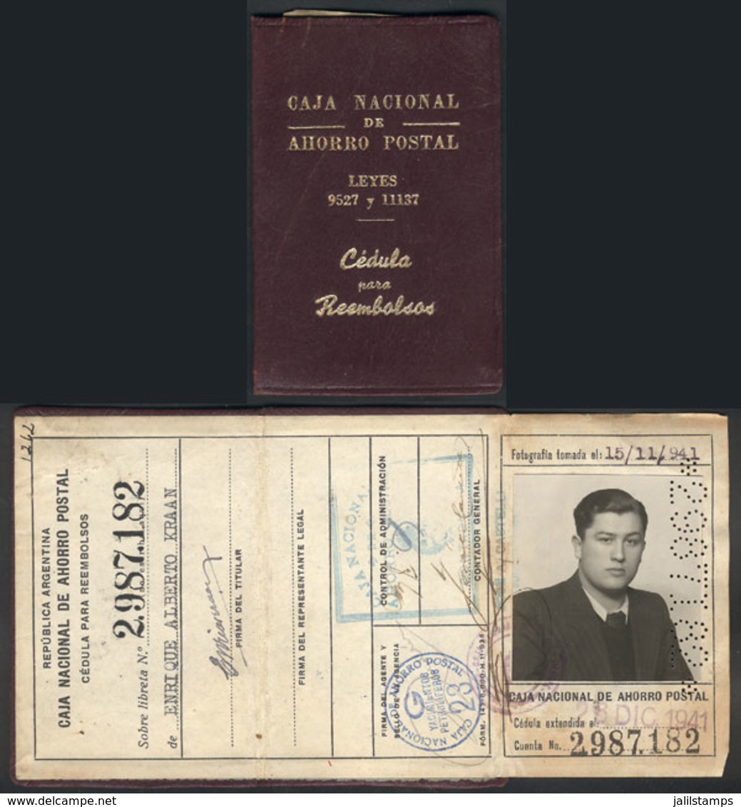 ARGENTINA: POSTAL SAVINGS BANK: ID Card For Refunds Of The Year 1941, VF Quality, Rare! - Other & Unclassified