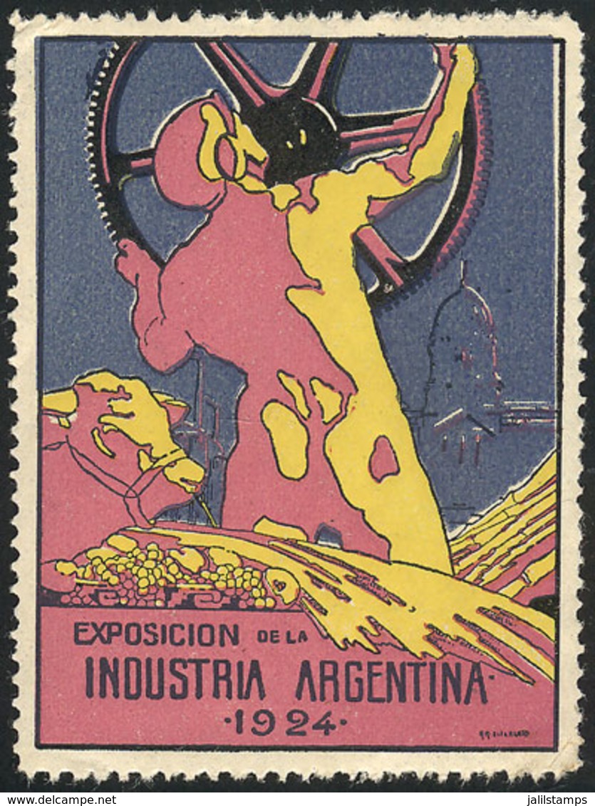 ARGENTINA: INDUSTRY Exhibition Of The Year 1924, Beautiful Cinderella, Minor Defect, Very Good Appearance, Rare! - Otros & Sin Clasificación