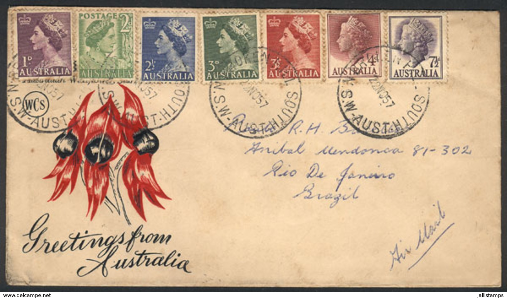 AUSTRALIA: Cover With Multicolored Postage Sent To Brazil On 22/NO/1957 - Sonstige & Ohne Zuordnung