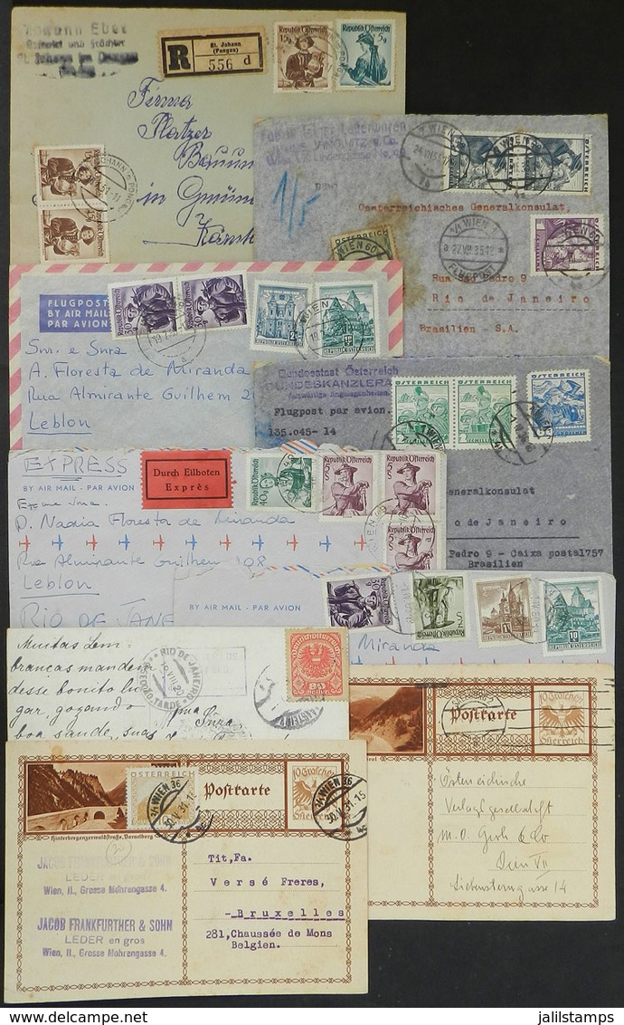 AUSTRIA: 9 Covers, Cards, Etc. Posted Between 1920 And 1960, Most Of Fine Quality, Interesting Group! - Otros & Sin Clasificación