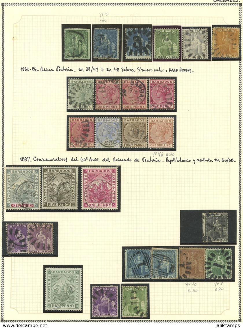 BARBADOS: Collection On Album Pages, With Used Or Mint Stamps (they Can Be Without Gum, Many MNH), Including Several Old - Barbados (...-1966)