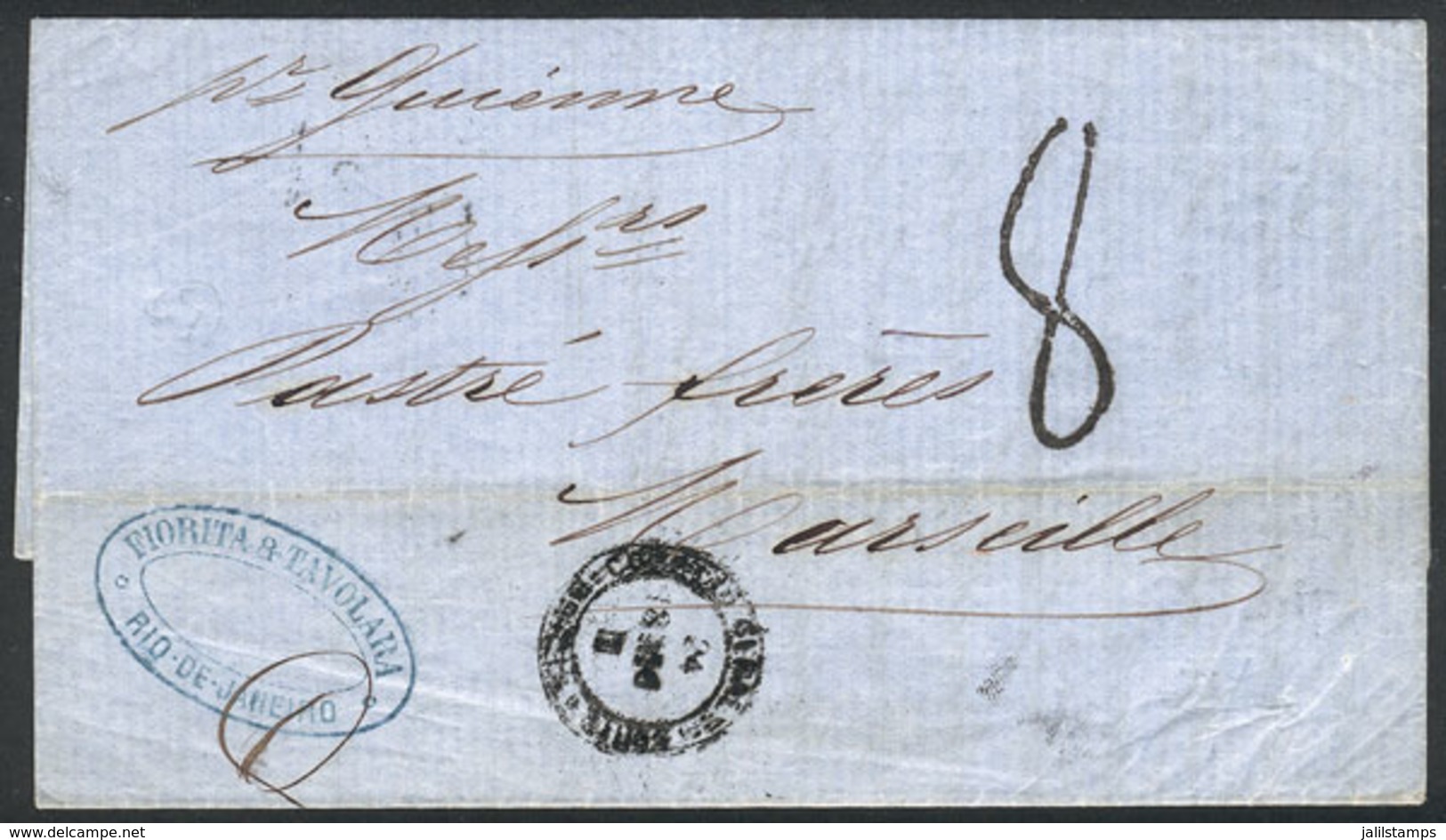 BRAZIL: Entire Letter Sent From Rio De Janeiro To France On 23/NO/1865 By Steamer Guienne, Excellent Quality! - Sonstige & Ohne Zuordnung