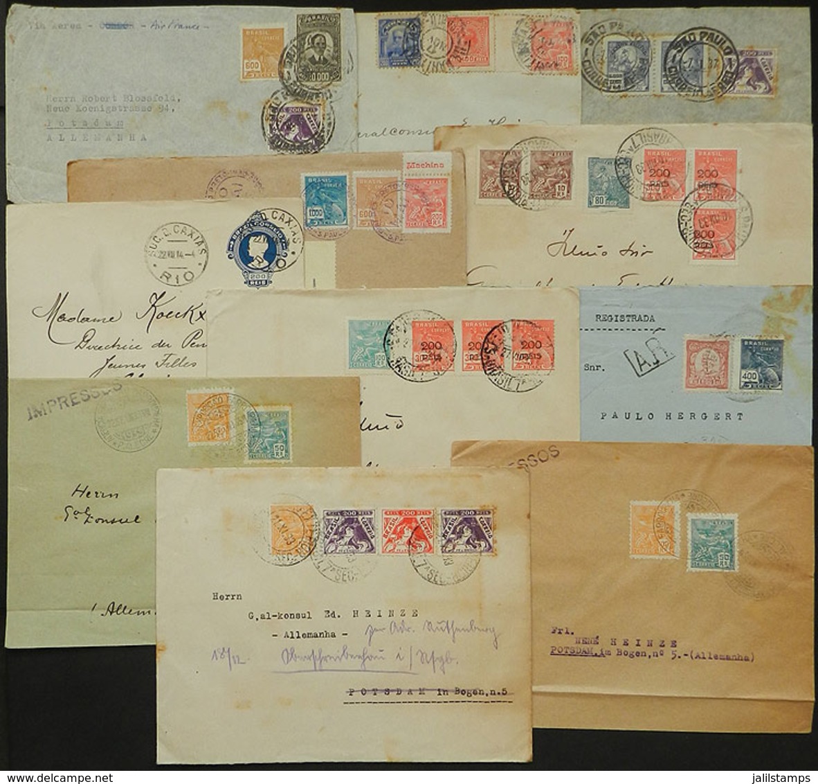 BRAZIL: 11 Covers Posted Between 1914 And 1937, With Nice And Interesting Postages! - Other & Unclassified