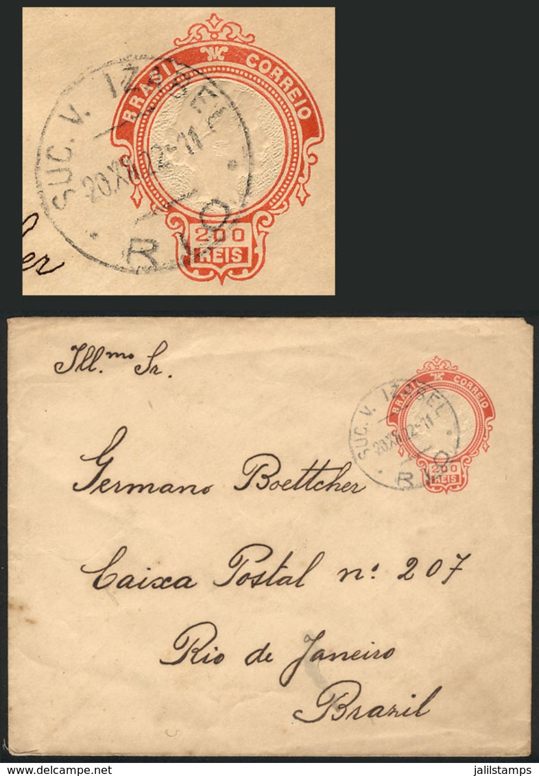 BRAZIL: 200Rs. Stationery Envelope Sent To Rio On 20/DE/1922, With Interesting Cancel Of "SUC. V. IZABEL", VF!" - Sonstige & Ohne Zuordnung