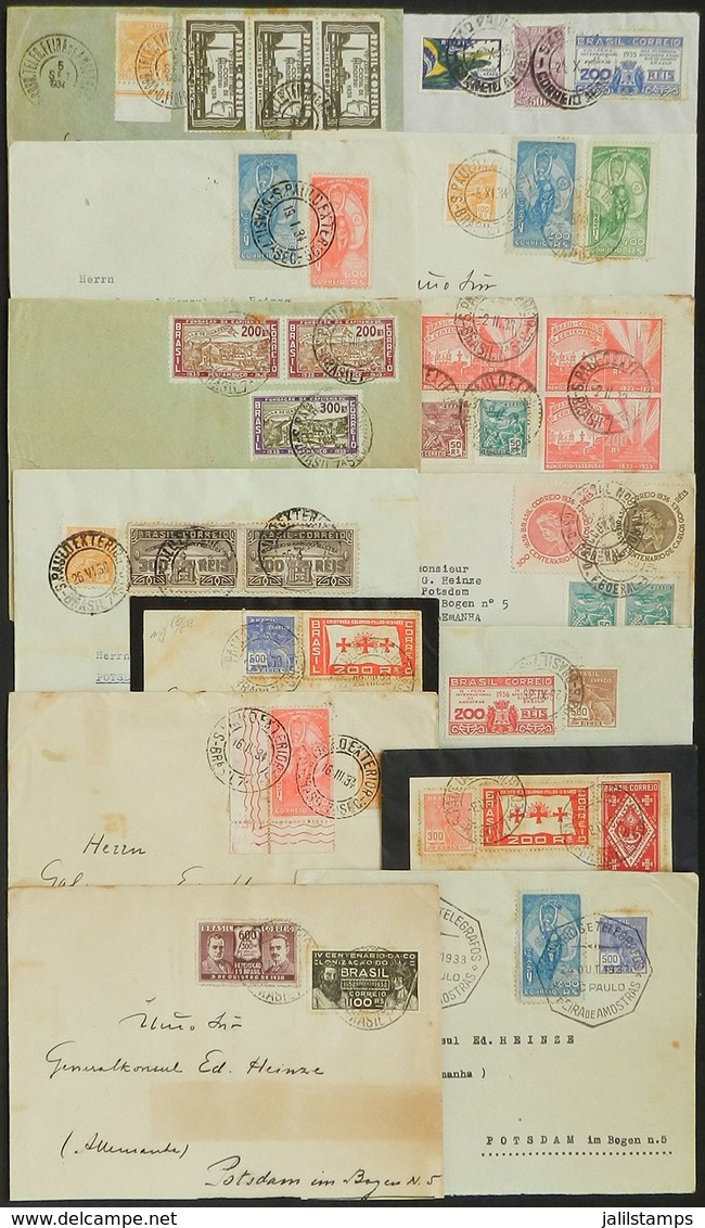 BRAZIL: 15 Covers Sent To Germany Between 1933 And 1936, All With Nice Postages That Include Commemorative Stamps, Fine  - Andere & Zonder Classificatie