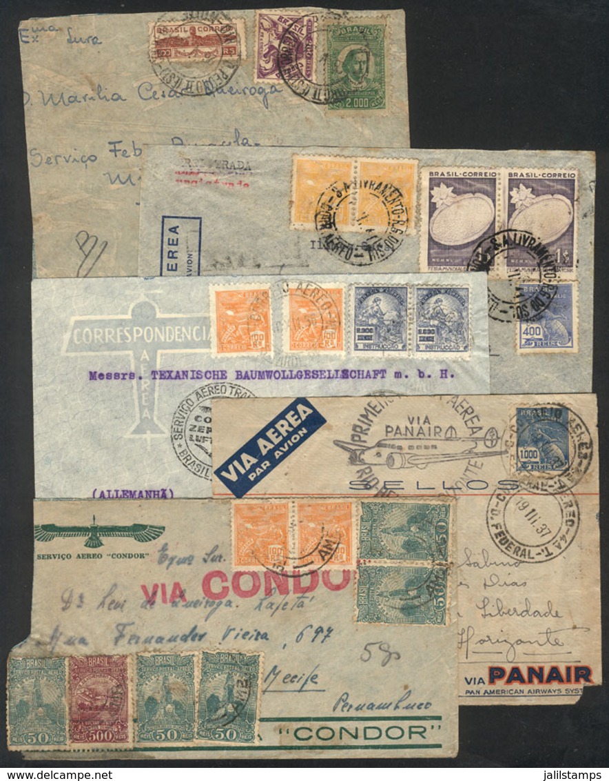 BRAZIL: 5 Airmail Covers Of 1933/1941, Interesting Group, Good Opportunity! - Other & Unclassified