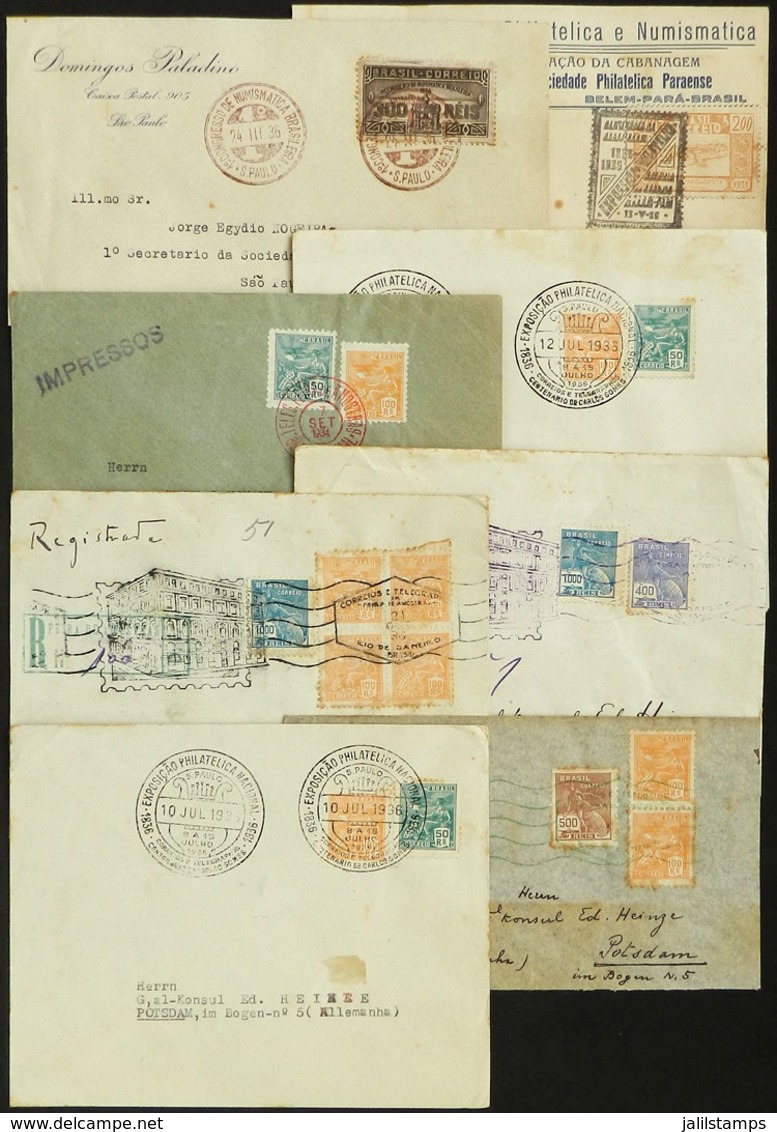 BRAZIL: 8 Covers Posted Between 1934/1936, All With SPECIAL POSTMARKS, Very Nice! - Otros & Sin Clasificación