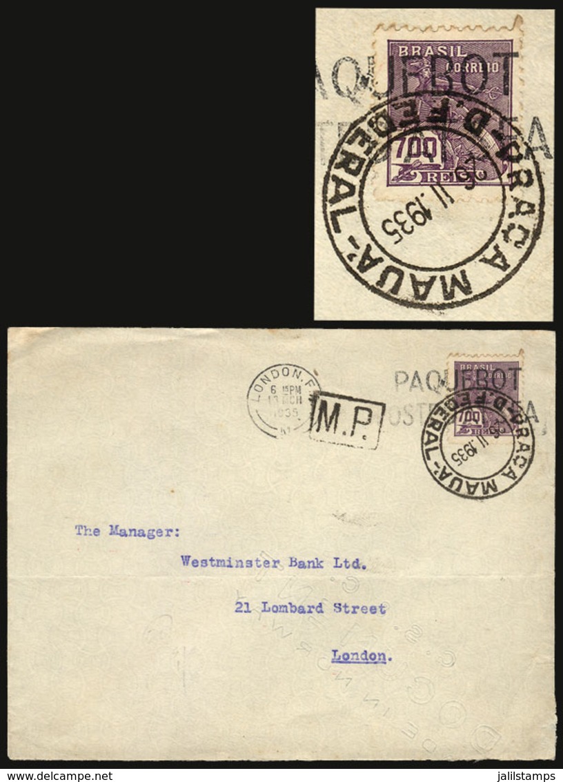 BRAZIL: Cover Sent From Rio To London On 26/FE/1935 With DOUBLE CANCELLATION: Datestamp Of Rio And "London - Paquebot -  - Sonstige & Ohne Zuordnung
