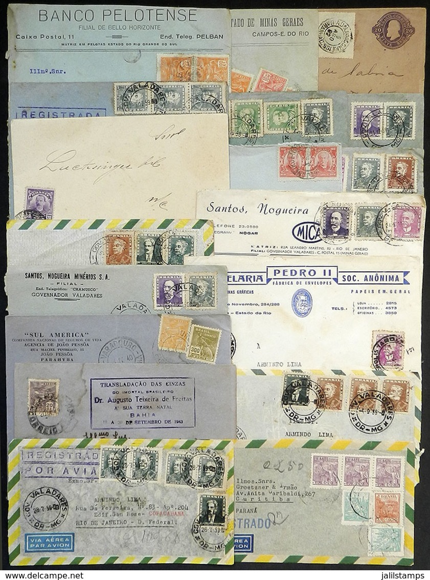 BRAZIL: 18 Used Covers Or Postal Stationeries, Most In 1950s (one In 1892), Very Interesting Group For The Specialist! - Sonstige & Ohne Zuordnung