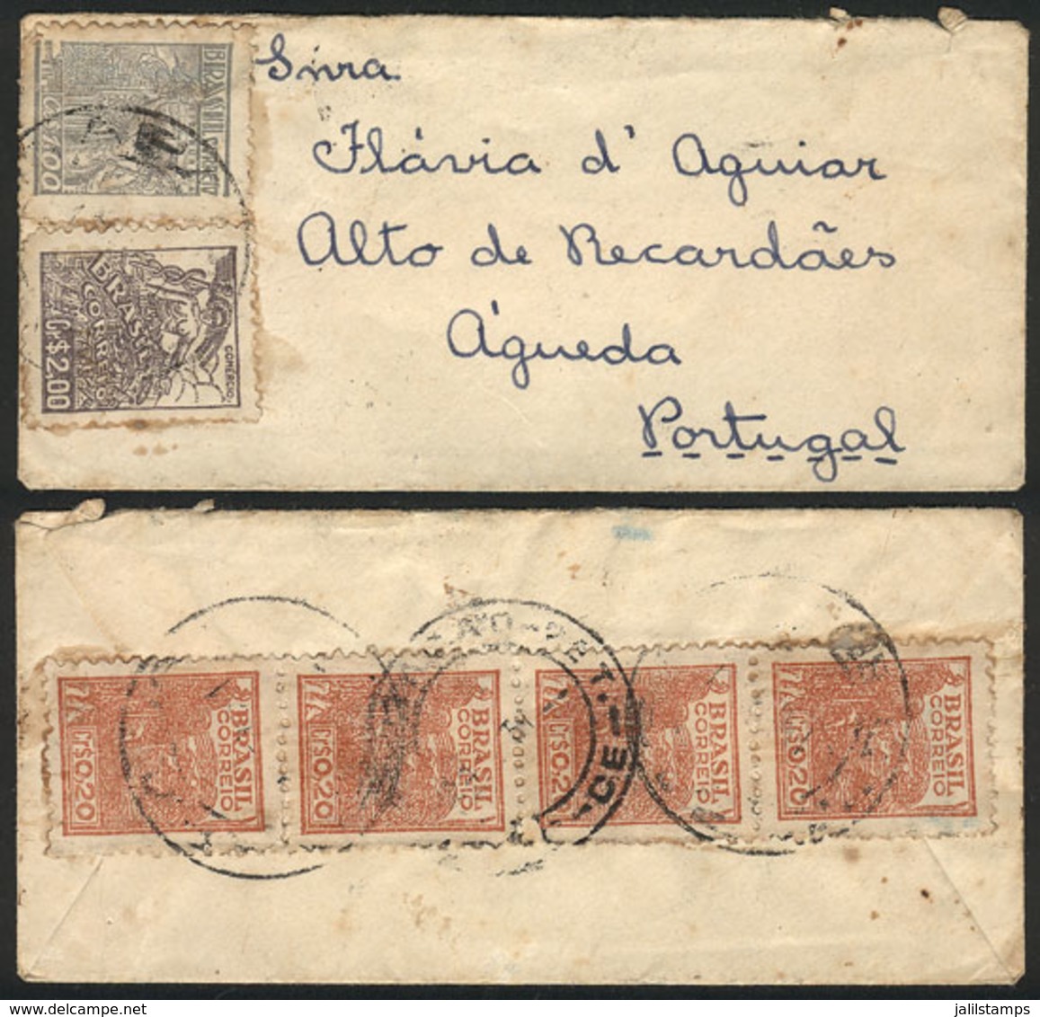 BRAZIL: Very Small Cover Sent To Portugal With Interesting Postage On Front And Back, VF Quality! - Other & Unclassified