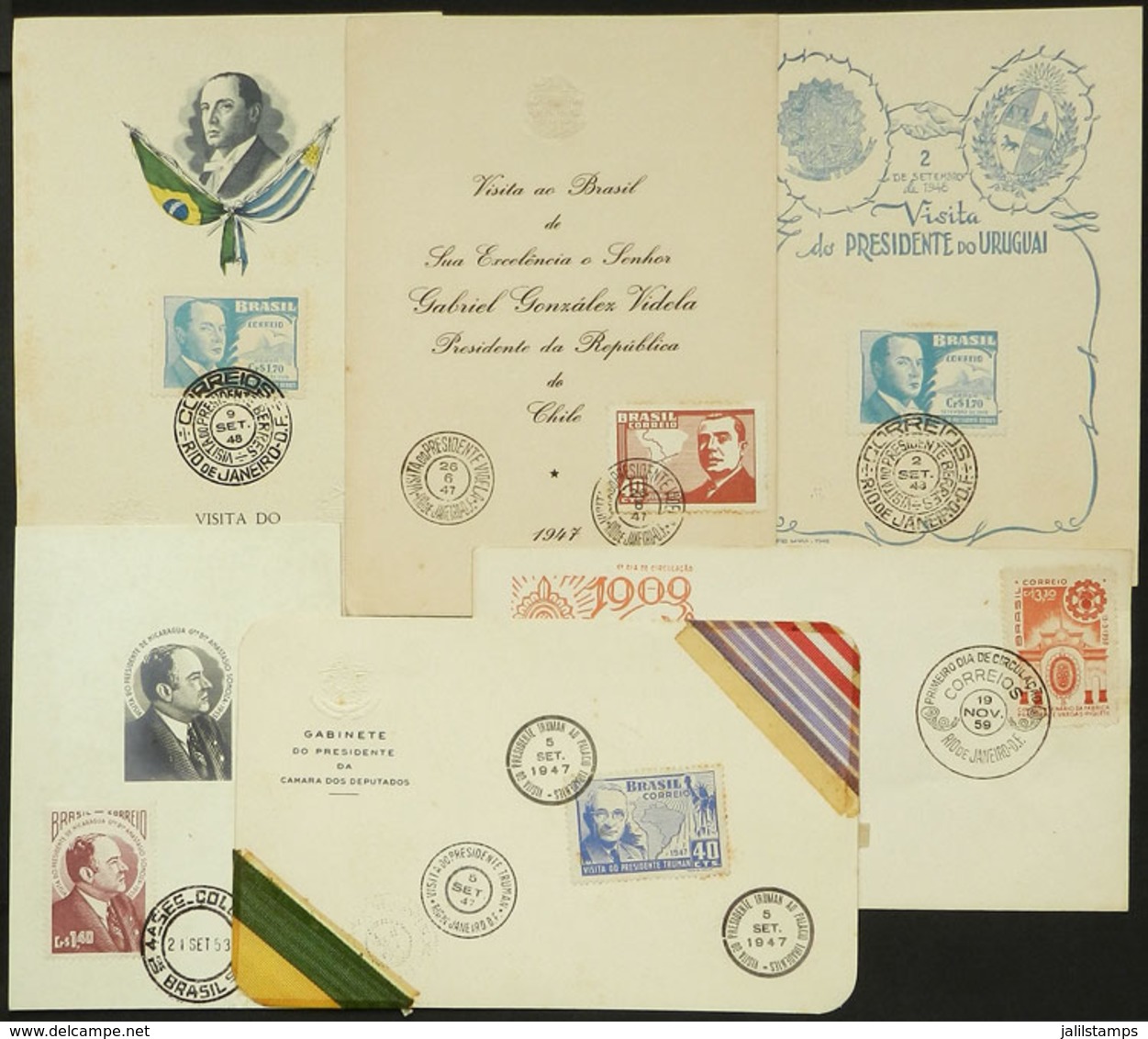 BRAZIL: 5 Special Cards + 1 FDC Cover Of The 1940/50s, Very Fine! - Andere & Zonder Classificatie