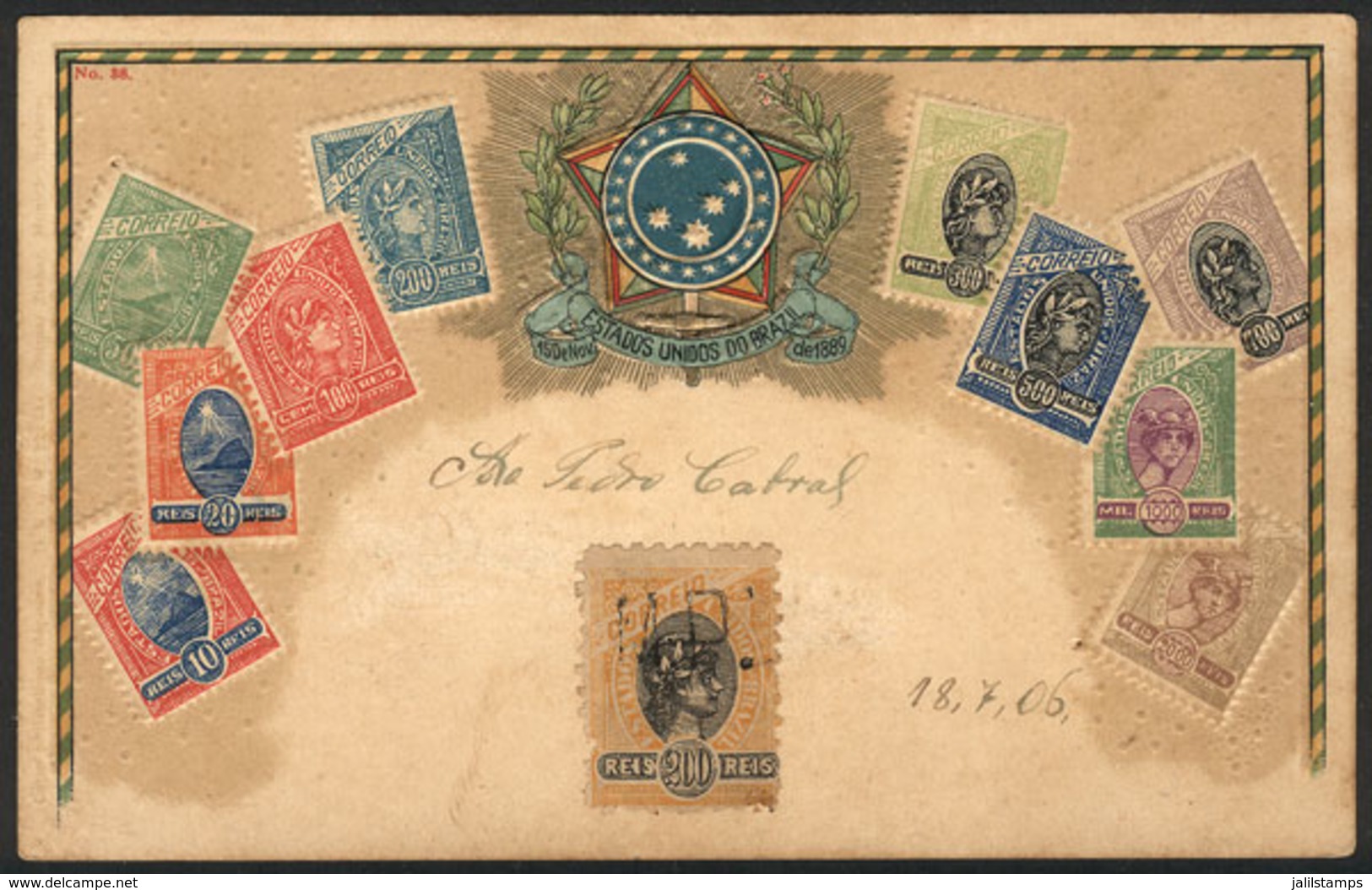 BRAZIL: Beautiful PC Illustrated With Old Postage Stamps, Circa 1905, VF Quality! - Andere & Zonder Classificatie