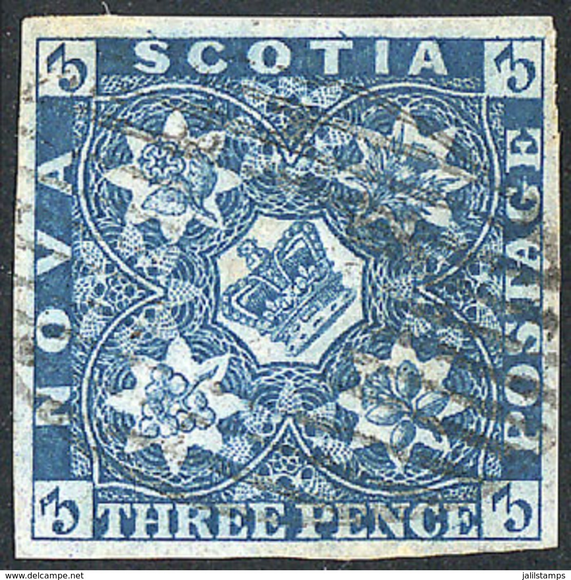 CANADA: Sc.2b, 3p. Dull Blue, Wide Margins, Used, VF Quality, Catalog Value US$275. - Used Stamps