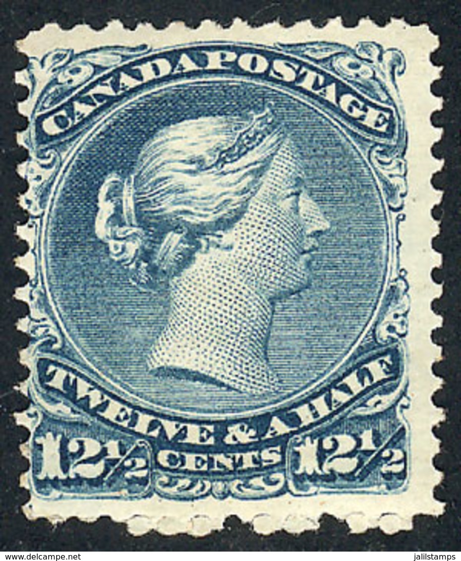 CANADA: Sc.28, 1868/76 12½c. Blue, Mint Original Gum, Lightly Hinged, VF Quality! - Sonstige & Ohne Zuordnung