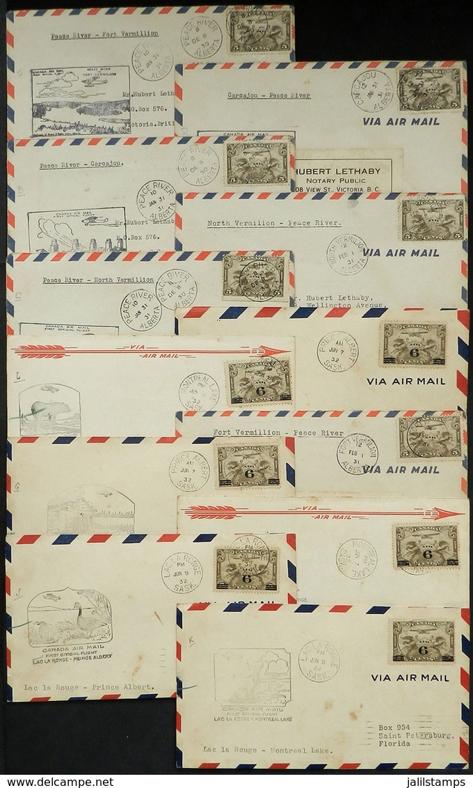 CANADA: 12 FIRST FLIGHT Covers Posted Between 1930 And 1932, Interesting! - Sonstige & Ohne Zuordnung