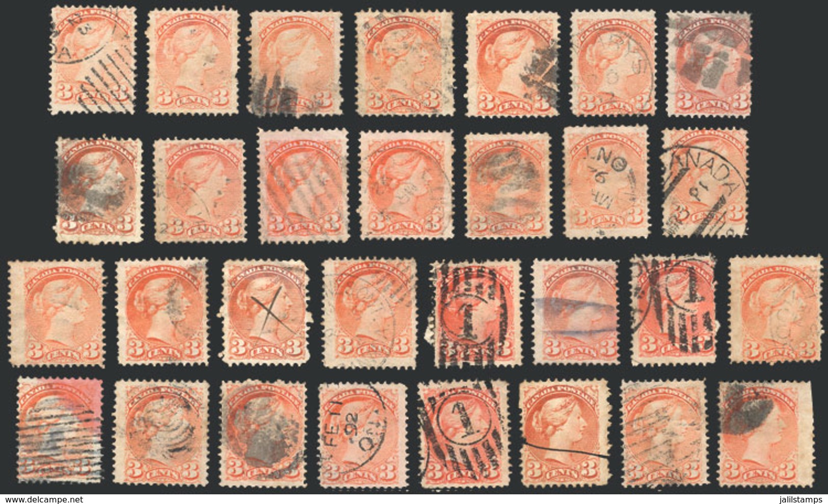 CANADA: Small Lot Of Old Stamps, Interesting Cancels, Mixed Quality (some With Defects), Low Start - Sonstige & Ohne Zuordnung