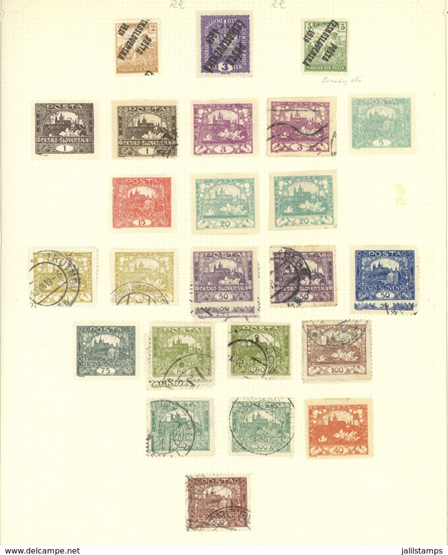 CZECHOSLOVAKIA: Album Page Of An Old Collection With Stamps With VARIETIES (3 With Inverted Overprints, And Several With - Andere & Zonder Classificatie