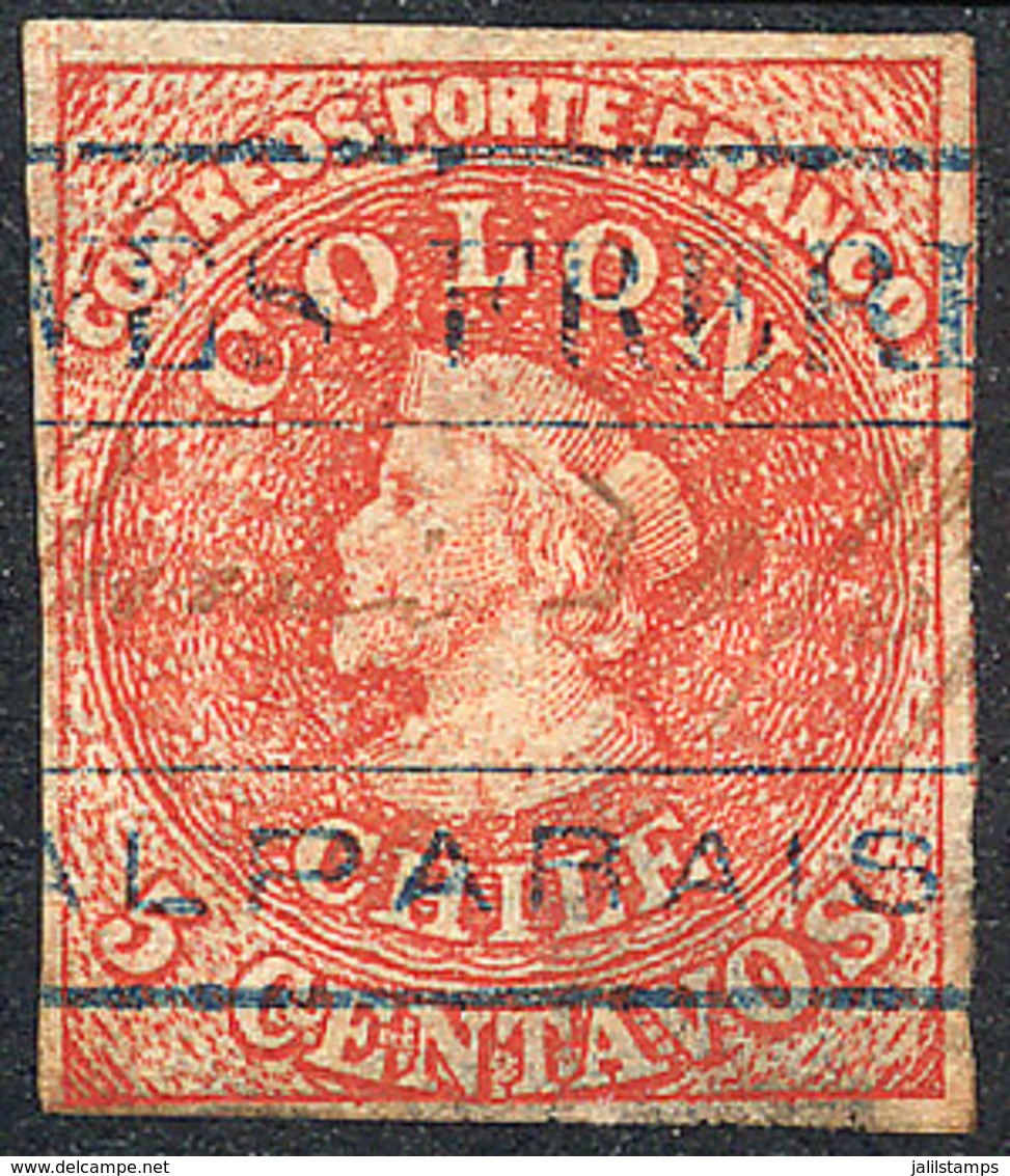 CHILE: Sc.14, With INVERTED WATERMARK Variety, Small Thin On Reverse, Very Good Front! - Chili