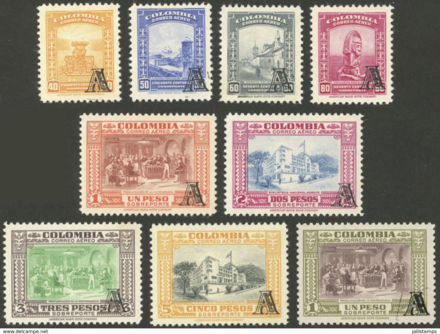 COLOMBIA: Yvert 207/214 + 261, Cmpl. Set Of 9 Mint Values (the Appear MNH), VF Quality! - Colombia