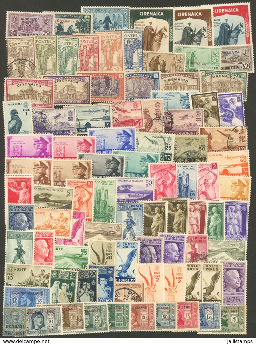 ITALIAN COLONIES: Lot Of Interesting Stamps And Sets, Almost All With Defects (stained, They Will Have To Be Soaked And  - Otros & Sin Clasificación