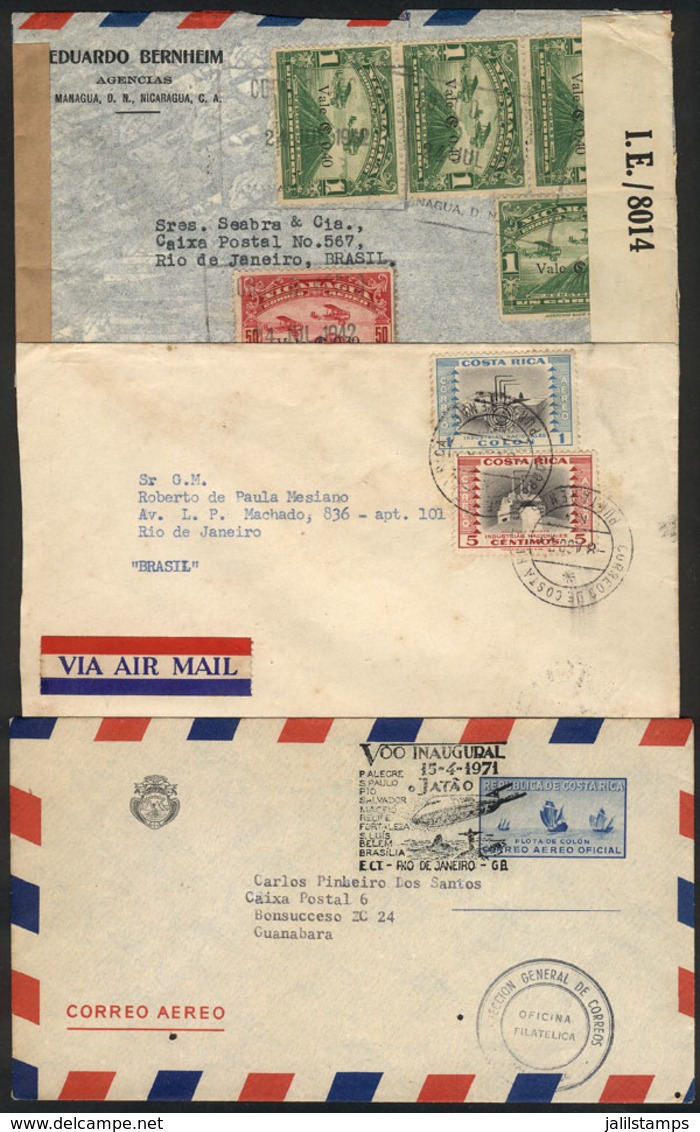 COSTA RICA: 3 Airmail Covers Posted Between 1942 And 1971, Interesting! - Costa Rica