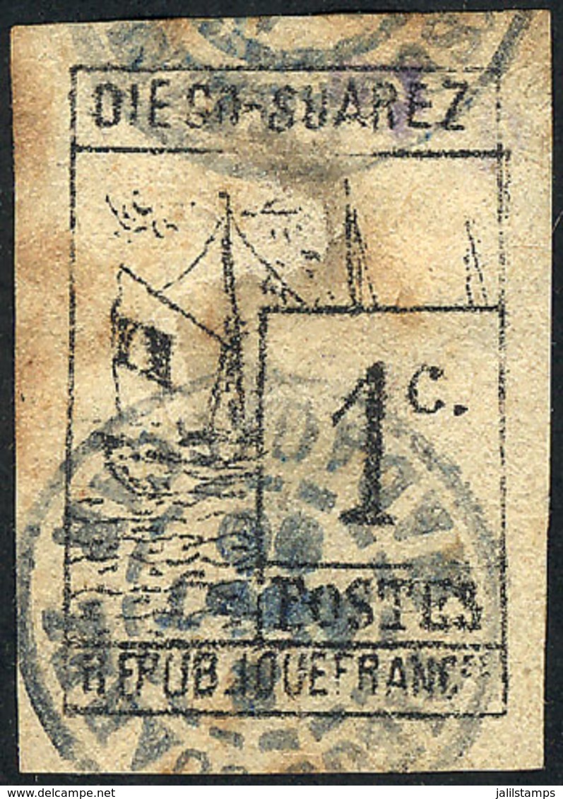 DIEGO SUAREZ: Sc.6, 1890 1c. Ship With French Flag, Used, Minor Defects, Rare, Catalog Value US$240. - Sonstige & Ohne Zuordnung