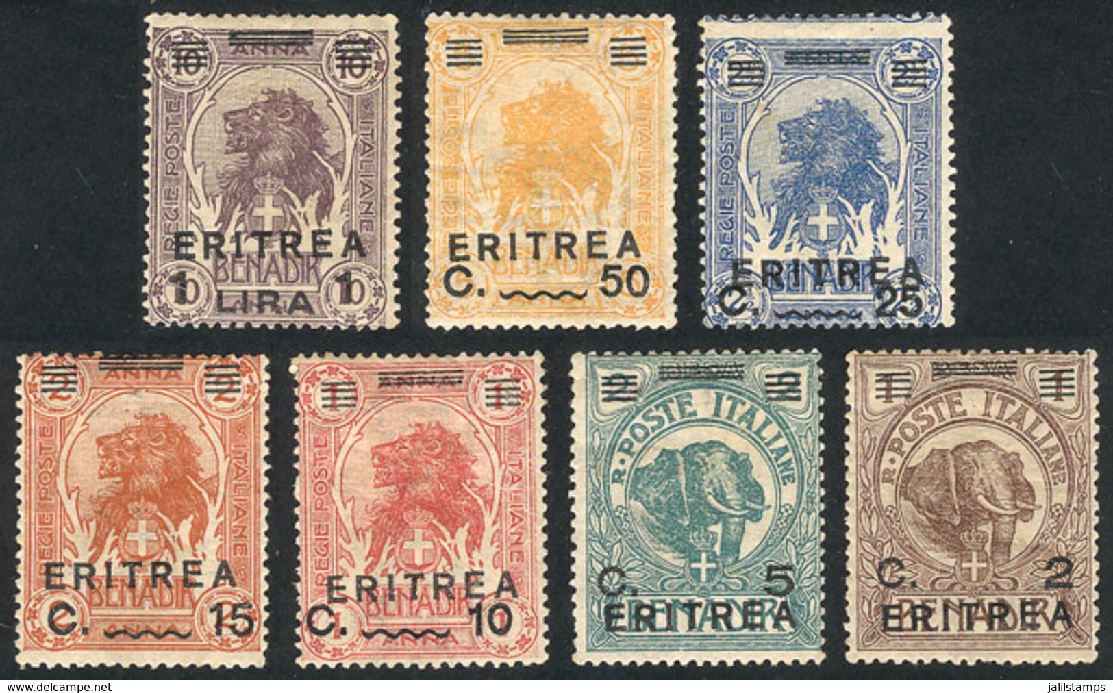 ERITREA: Sc.58/64, 1922 Animals, Cmpl. Set Of 7 Overprinted Values, VF Quality! - Eritrea